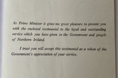 NI Govt Testimonial 1970